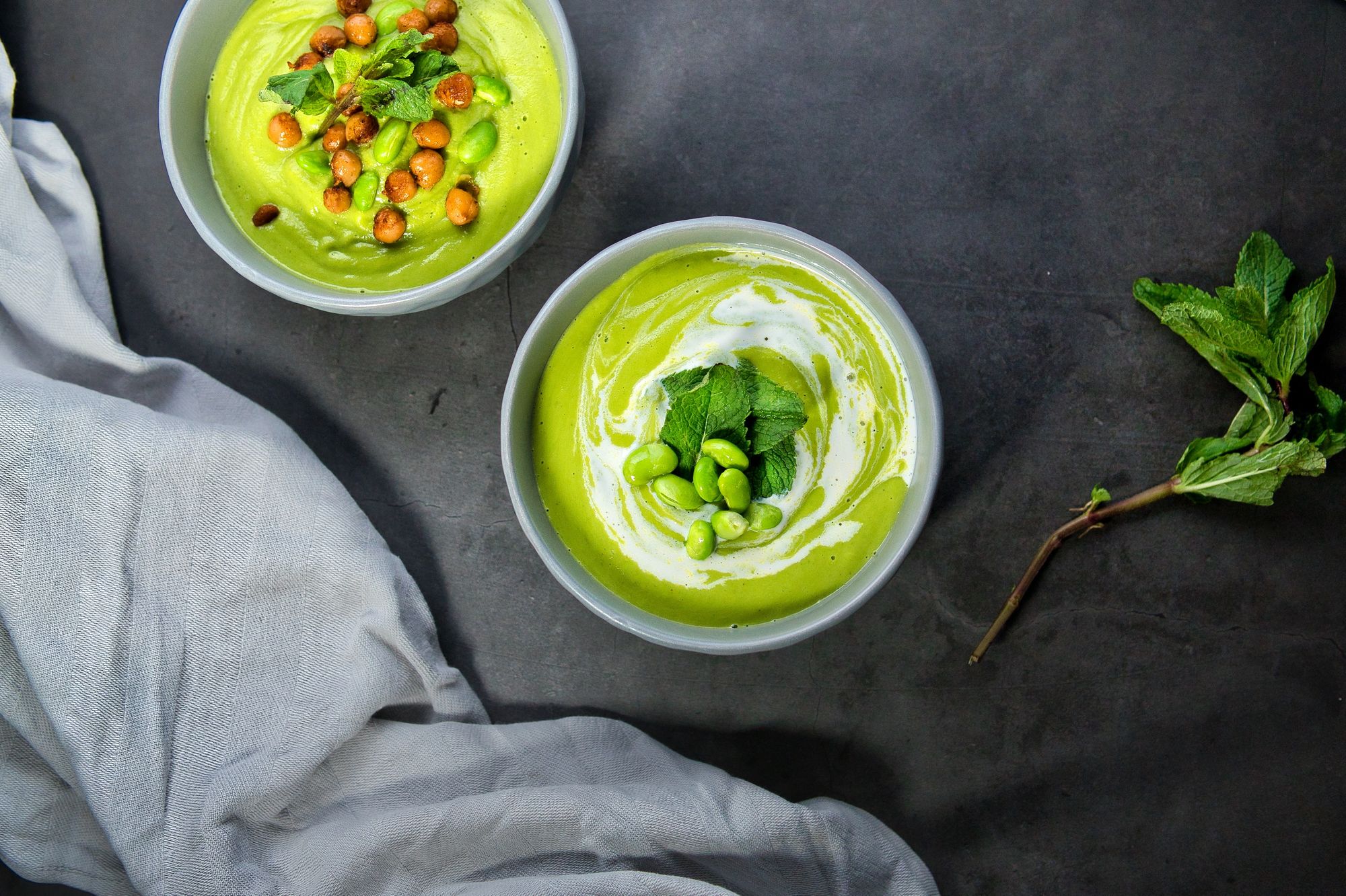 Lemongrass-Mint Pea Soup, vegan